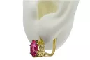Ruby 14K Yellow gold Earrings Vintage craft vec003y